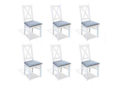 Set di sedie in tessuto e legno, 6 sedie per sala da pranzo, design per la sala da pranzo, sedia in legno massiccio