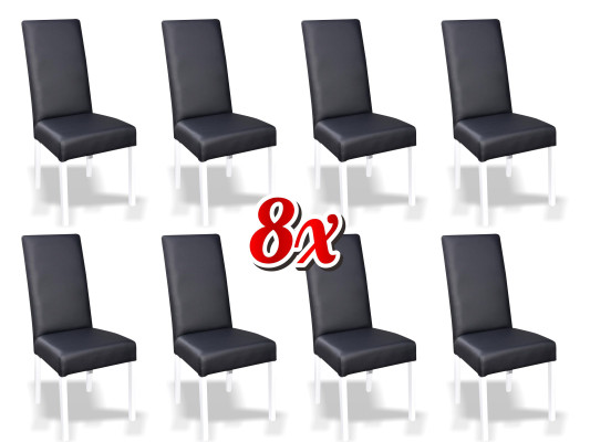 Sedie da pranzo in pelle, set di sedie in legno gruppo 8x, set di poltrone in pelle nuovo.