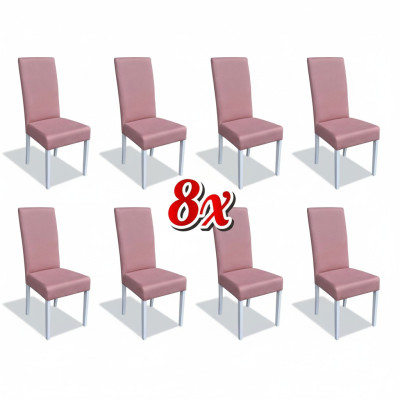 Sedie da pranzo in pelle, set di sedie in legno gruppo 8x, set di poltrone in pelle nuovo.