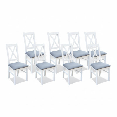 Set di 8 sedie imbottite in tessuto in legno per sala da pranzo da ristorante.