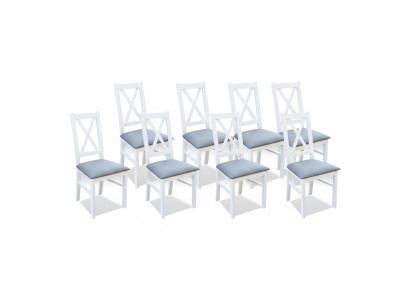 Set di 8 sedie imbottite in tessuto in legno per sala da pranzo da ristorante.