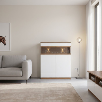 Vetrina di vetro di lusso in legno, armadio da designer, vetrine, scaffali, armadi, mobili.