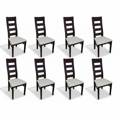 Gruppo di sedie imbottite con schienale, lusso in legno massiccio, set di 8 sedie.