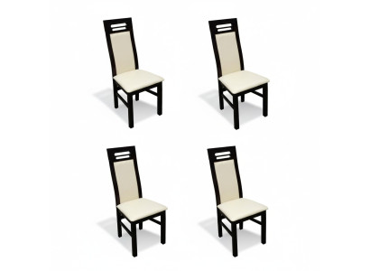 Set completo di 4 sedie da design per sala da pranzo con rivestimento in tessuto K65.    Traduzione in italiano: Set completo di 4 sedie design per sala da pranzo con rivestimento in tessuto K65.