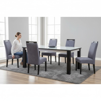 Cucina Gruppo di tavoli Set di sedie Imbottitura in legno 4x sedie Sedie con schienale