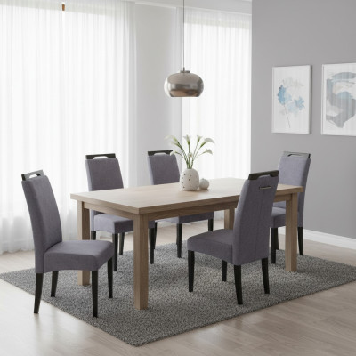 Cucina Gruppo di tavoli Set di sedie Imbottitura in legno 4x sedie Sedie con schienale