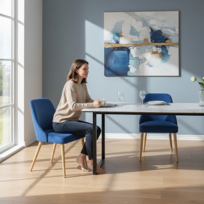 Cucina Sala da pranzo Sedie 6x Sedia Gruppo Sedie Set Tessuto Legno Mobili