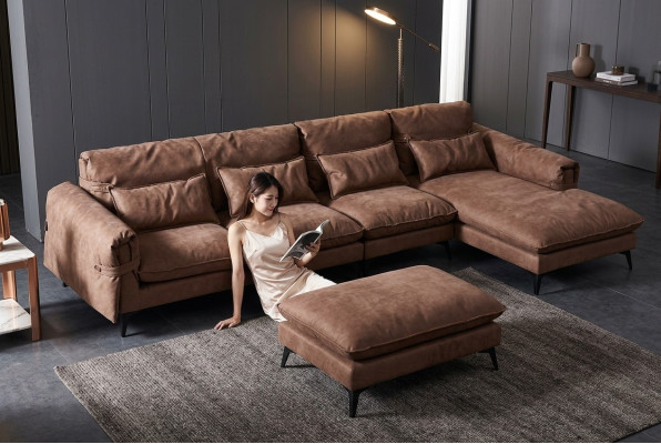 Set di divani angolari di lusso moderni a forma di L, imbottito, per soggiorno.