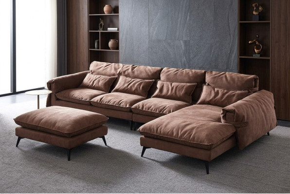 Set di divani angolari di lusso moderni a forma di L, imbottito, per soggiorno.