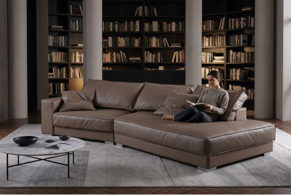 Moderni divani in pelle, divano angolare, divano design angolare a L.