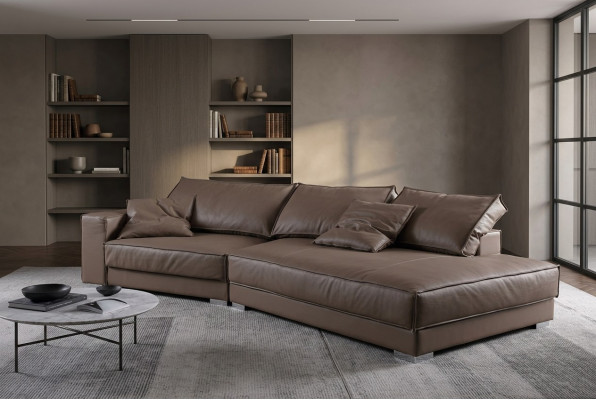 Moderni divani in pelle, divano angolare, divano design angolare a L.