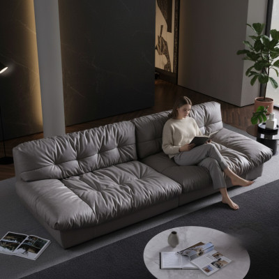 Grande soggiorno in pelle di design moderno divano XXL 4 posti in tessuto