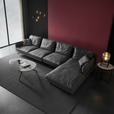 Mobili italiani per soggiorno in stile soft, divani design angolari a L.