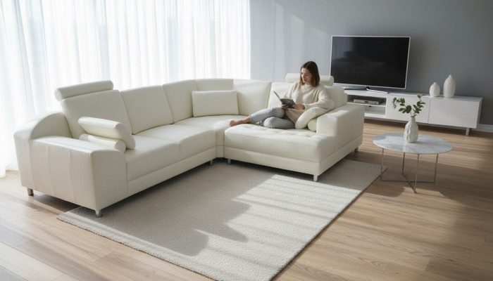 Design divano angolare in pelle Divani Divani a forma di U Divano Couch Imbottito Nuova zona giorno