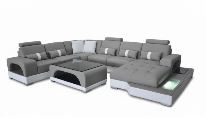 Divano ad angolo design divano a forma di U, divano componibile tessuto in pelle divani imbottiti.