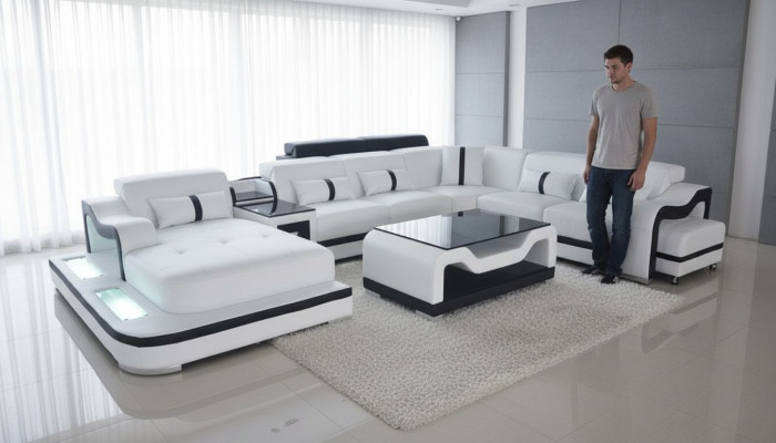 Design divano moderno Divano angolare imbottito Nuovo layout abitativo a forma di U