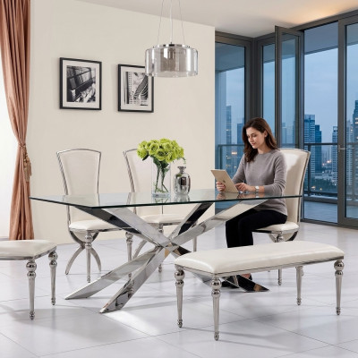 Design del tavolo di lusso per la sala da pranzo 180x90cm Tavoli da pranzo in vetro Design Mobili Nuovi