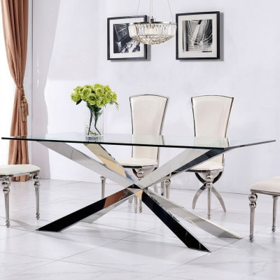 Design del tavolo di lusso per la sala da pranzo 180x90cm Tavoli da pranzo in vetro Design Mobili Nuovi