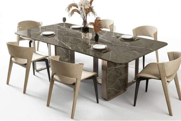 Tavolo da pranzo Sala da pranzo Moderno Tavoli da cucina in acciaio inossidabile Tavolo di design in metallo Soggiorno