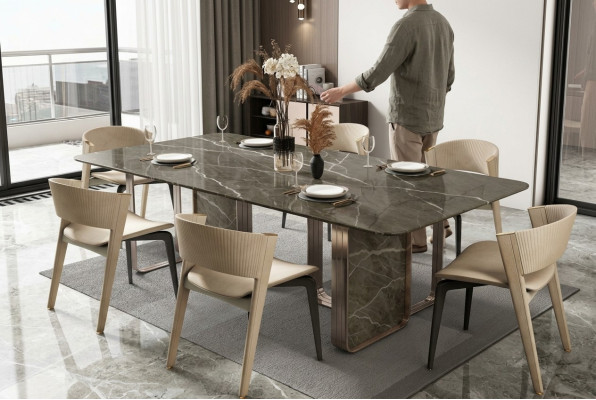 Designer imbottiti Tavoli di lusso 240x100 Tavoli da pranzo in marmo Tavolo da pranzo Sala da pranzo