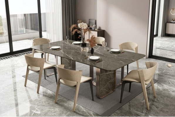 Designer imbottiti Tavoli di lusso 240x100 Tavoli da pranzo in marmo Tavolo da pranzo Sala da pranzo