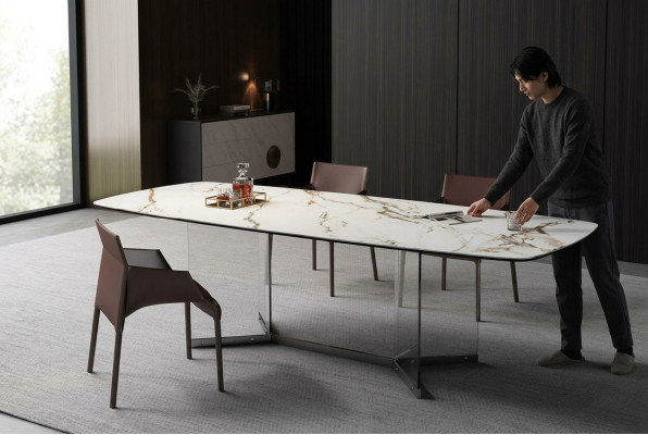 Sala da pranzo Soggiorno Design di lusso Moderno Tavoli Gambe in acciaio inossidabile Imitazione marmo Nuovo  Sala da pranzo Soggiorno Design di lusso Moderno Tavoli Gambe in acciaio inossidabile Imitazione marmo Nuovo