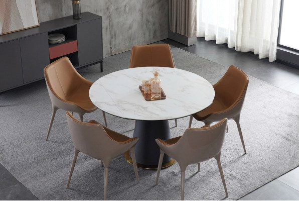 Un elegante tavolo rotondo per la sala da pranzo in stile moderno.