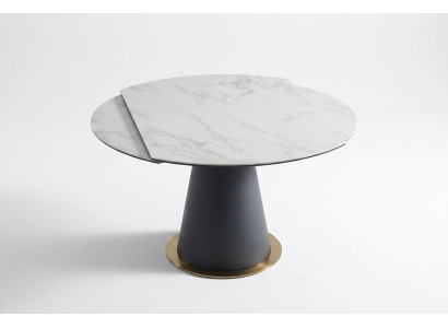 Un elegante tavolo rotondo per la sala da pranzo in stile moderno.
