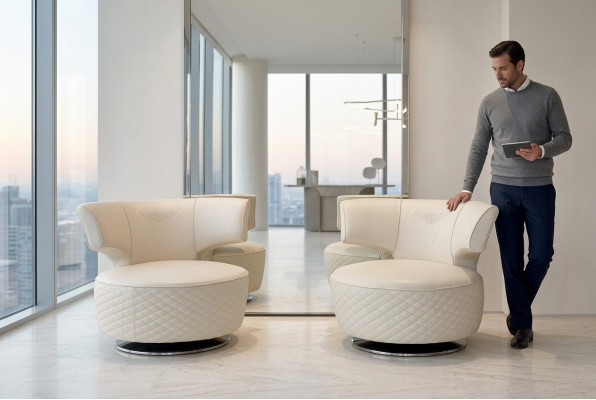 Poltrona Design Divano Sofa Sedile Pelle Lounge Club Imbottito Lusso Orecchie