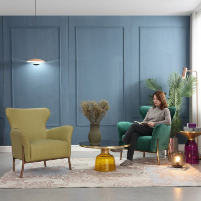 Poltrona Design Divano Sofa Relax Tessuto Lounge Lusso Posto a Sedere TV