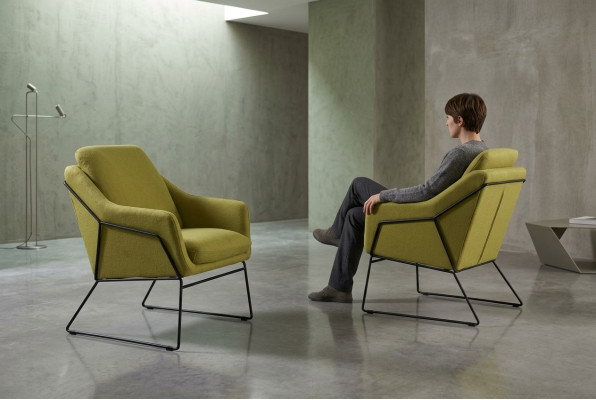 Designer poltrona sofa reclinabile monoposto moderna imbottita di Lehnen, nuova.