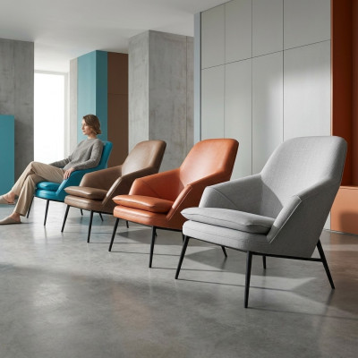 Poltrona Design Divano Sofa Relax Tessuto Lounge Lusso Pelle Club Imbottito