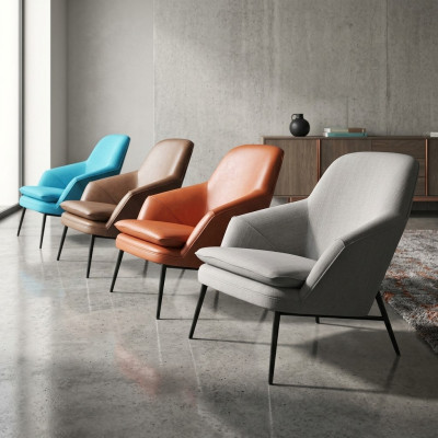 Poltrona Design Divano Sofa Relax Tessuto Lounge Lusso Pelle Club Imbottito