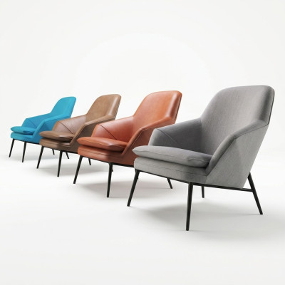 Poltrona Design Divano Sofa Relax Tessuto Lounge Lusso Pelle Club Imbottito