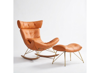 Poltrona in metallo design imbottita per club lounge, sedia oscillante per il soggiorno.
