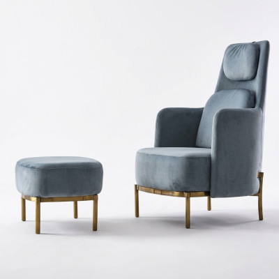 Poltrona Sedia Imbottitura TV Pelle Tessuto Grigio Design Lounge