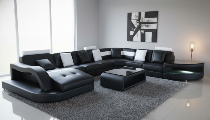 Divano ad angolo in forma di U paesaggio abitativo Divano Divano Imbottito Angolo Stoff Sofas Mobili in pelle