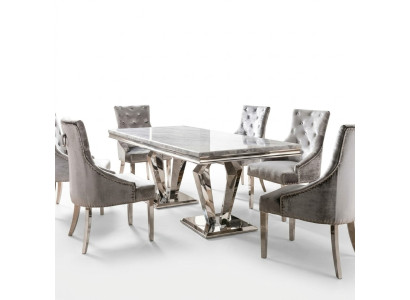 Tavolo da pranzo design moderno per sala da pranzo, soggiorno, cucina in metallo.