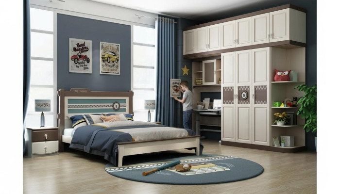 Camera da letto Set completo Letto Comodino Comò 6 pezzi Design Mobili in legno Set