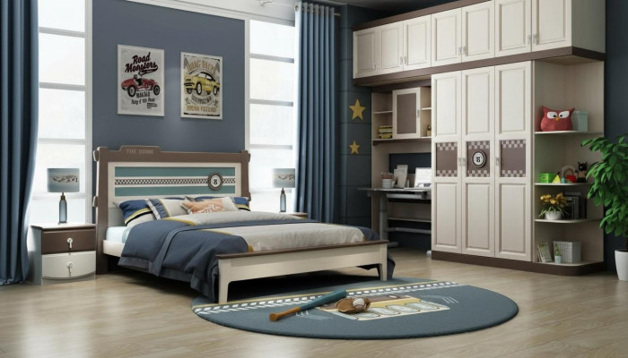 Camera da letto Set completo Letto Comodino Comò 6 pezzi Design Mobili in legno Set