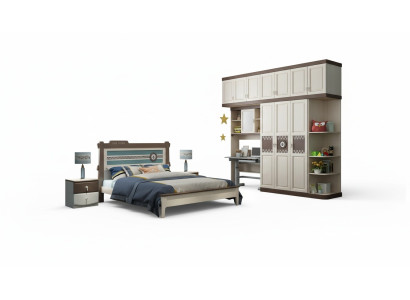 Camera da letto Set completo Letto Comodino Comò 6 pezzi Design Mobili in legno Set
