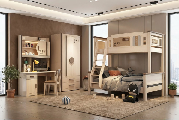 Camera da letto per ragazzi in stile moderno per bambini Set Armadio Comò Tavolo Nuovo 2 pezzi.