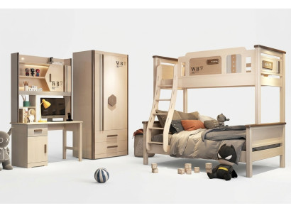 Camera da letto per ragazzi in stile moderno per bambini Set Armadio Comò Tavolo Nuovo 2 pezzi.