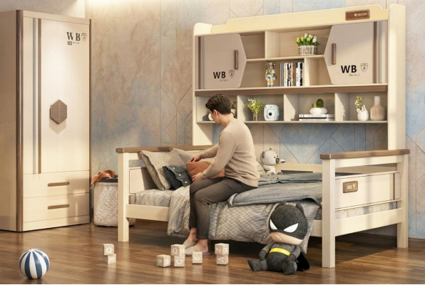 Camera per bambini 2 pezzi Set Letto a castello Armadio Lucido Camera da letto per ragazzi Mobili Nuovi