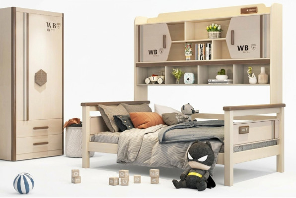 Camera per bambini 2 pezzi Set Letto a castello Armadio Lucido Camera da letto per ragazzi Mobili Nuovi