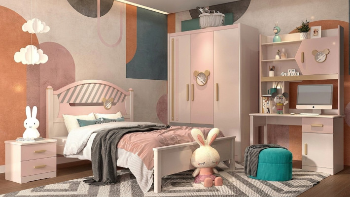 Stanze per bambini Stanza per adolescenti Camera da letto Mobili Set completo Comodino Nuovo 4 pezzi