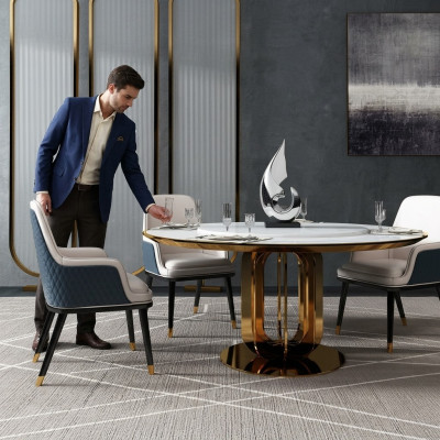 Tavolo rotondo di lusso tavoli di design rotondi mobili in acciaio inossidabile sala da pranzo tavoli da pranzo nuovi