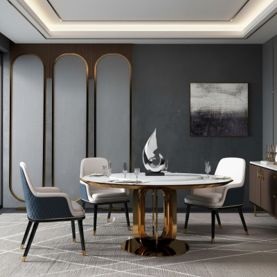 Tavolo rotondo di lusso tavoli di design rotondi mobili in acciaio inossidabile sala da pranzo tavoli da pranzo nuovi