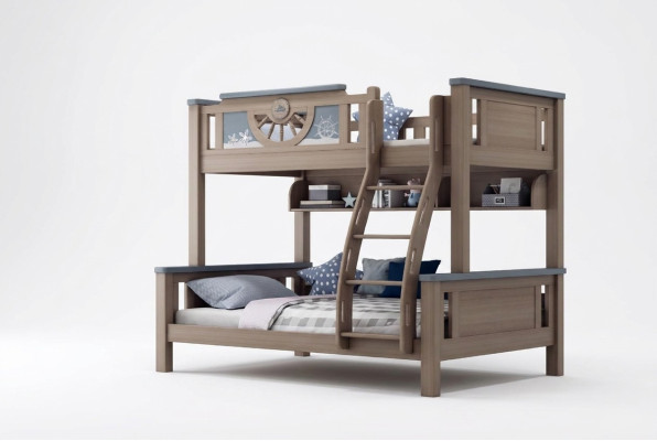Letto a castello per bambini e ragazzi, mobili da camera in legno a due piani, letto a soppalco, letti doppi
