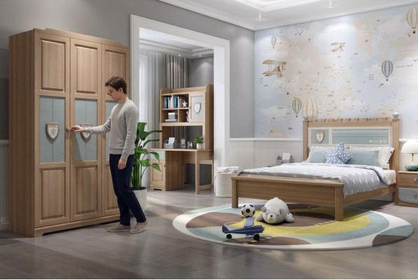 Camera per ragazzi con set per bambini Letto Comò Armadio 5 pezzi Camera da letto Nuovo